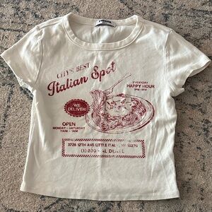 RSQ Cream & Red Italian Spot Graphic Crop Top